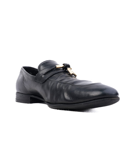 Excellent Tom Ford Black Leather Loafers Size 39.5 with Buckle Detail