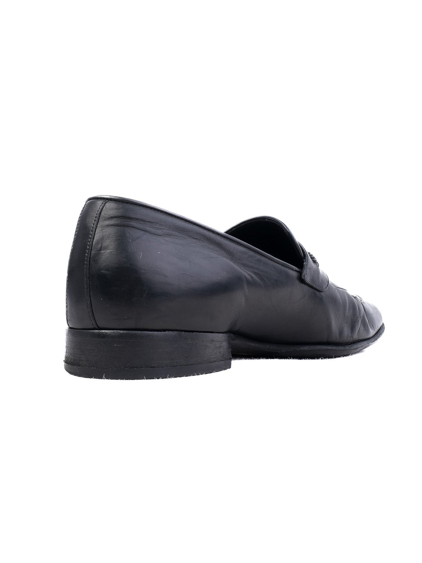 excellent tom ford black leather loafers size 39.5 with buckle detail