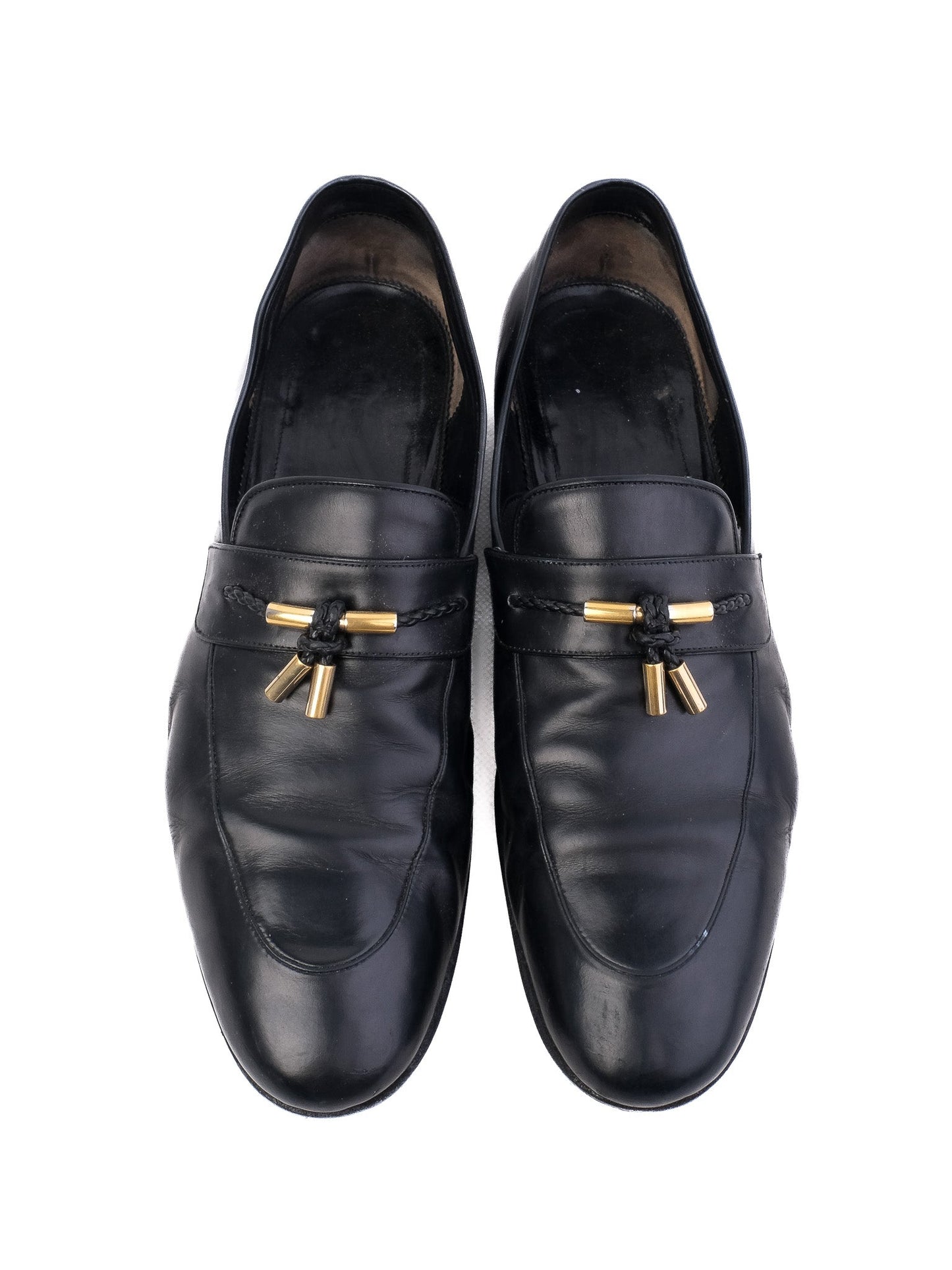 excellent tom ford black leather loafers size 39.5 with buckle detail