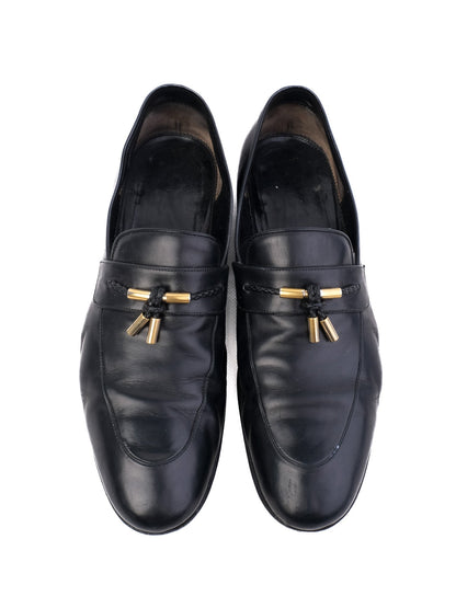 Excellent Tom Ford Black Leather Loafers Size 39.5 with Buckle Detail