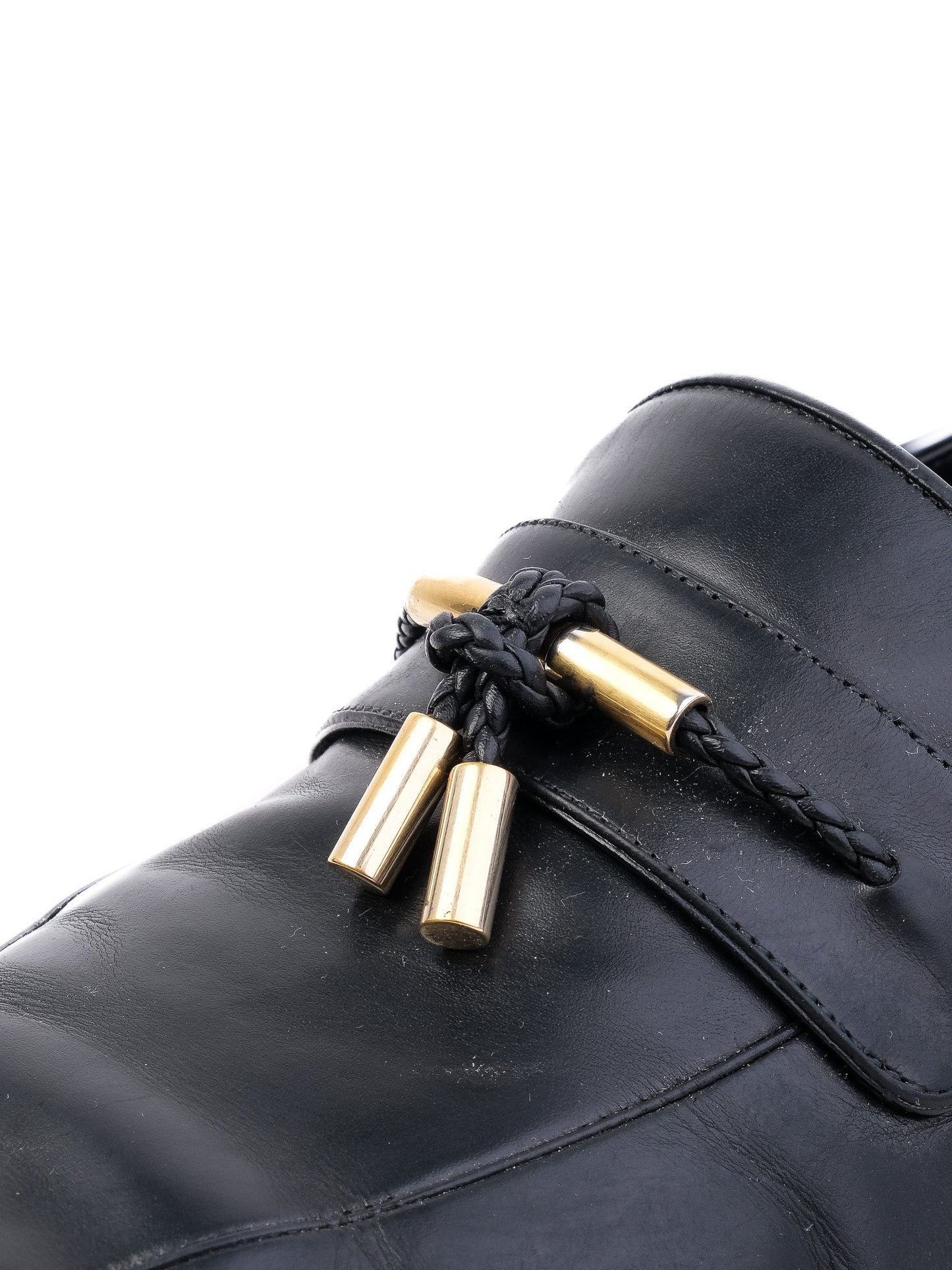 excellent tom ford black leather loafers size 39.5 with buckle detail