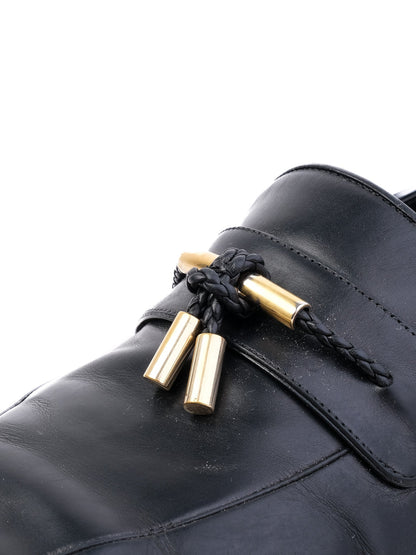 Excellent Tom Ford Black Leather Loafers Size 39.5 with Buckle Detail