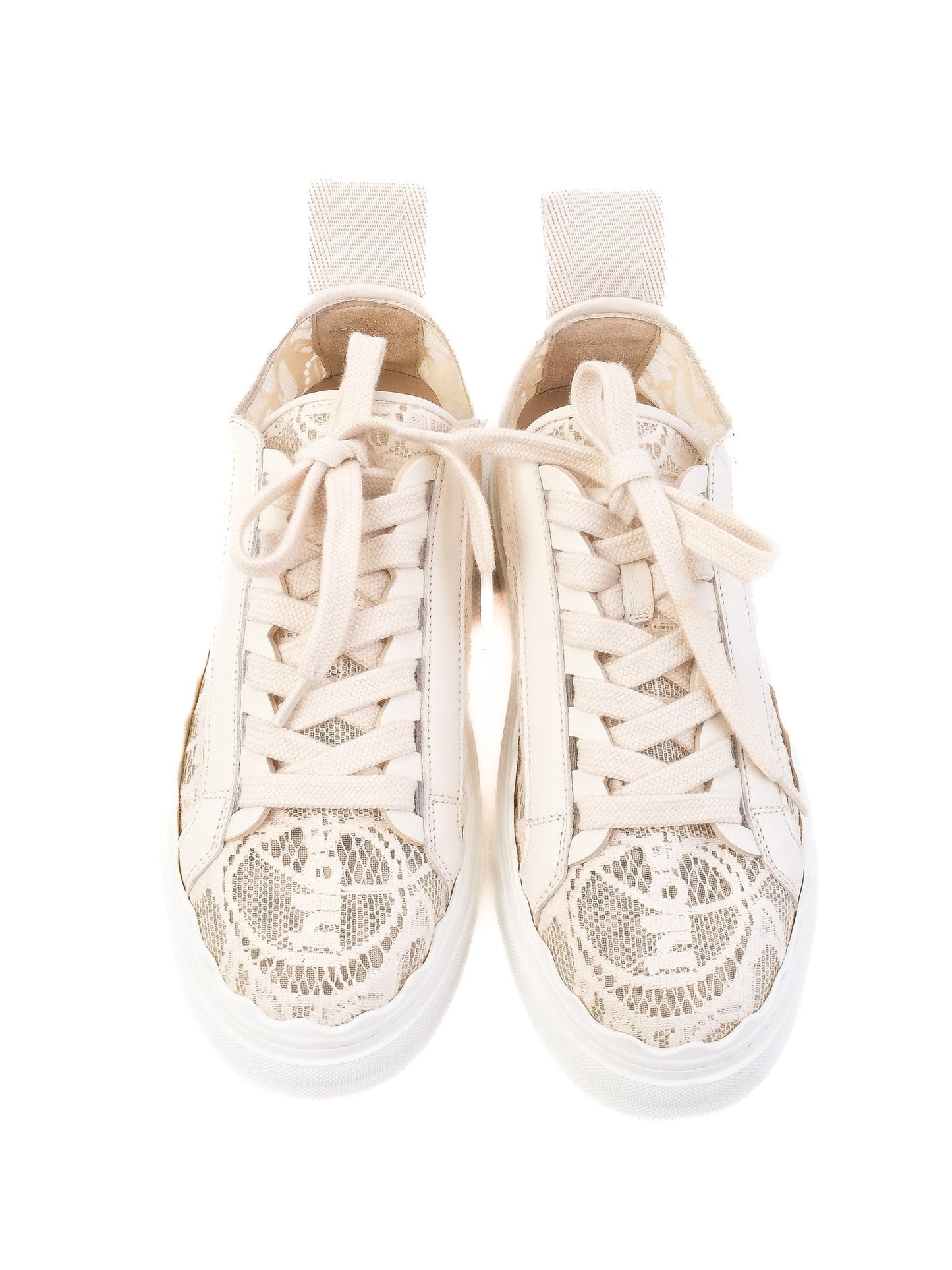 chloé women's white textile sneakers excellent condition