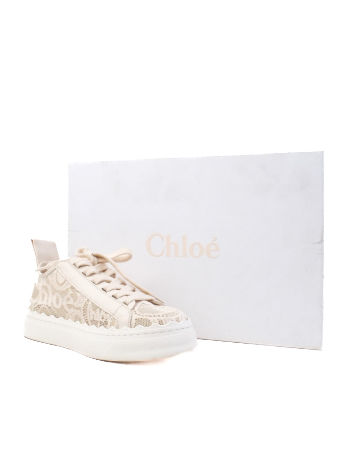 chloé women's white textile sneakers excellent condition