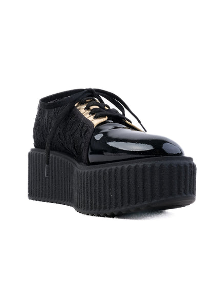 NEW Giorgio Fabiani Black Textile Platform Shoes Size 35