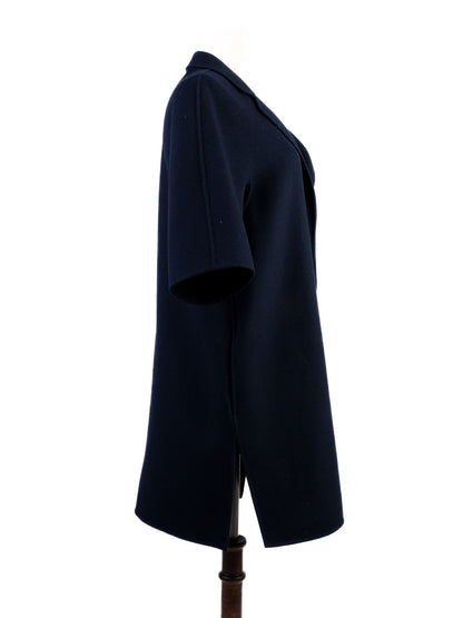 Excellent Max Mara Wool Navy Blue Short-Sleeved Coat Size M