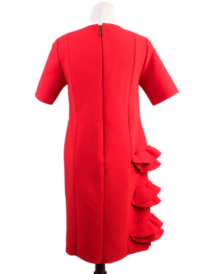 Excellent MSGM Red Viscose Dress Size M with Ruffled Layers