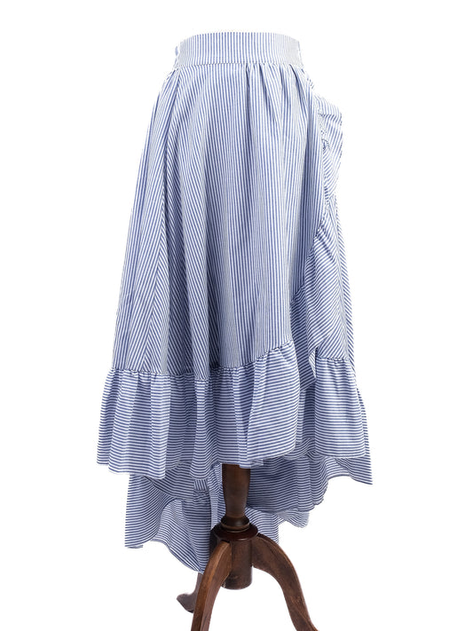Excellent Maje Ruffled Skirt Blue White Stripes Size S