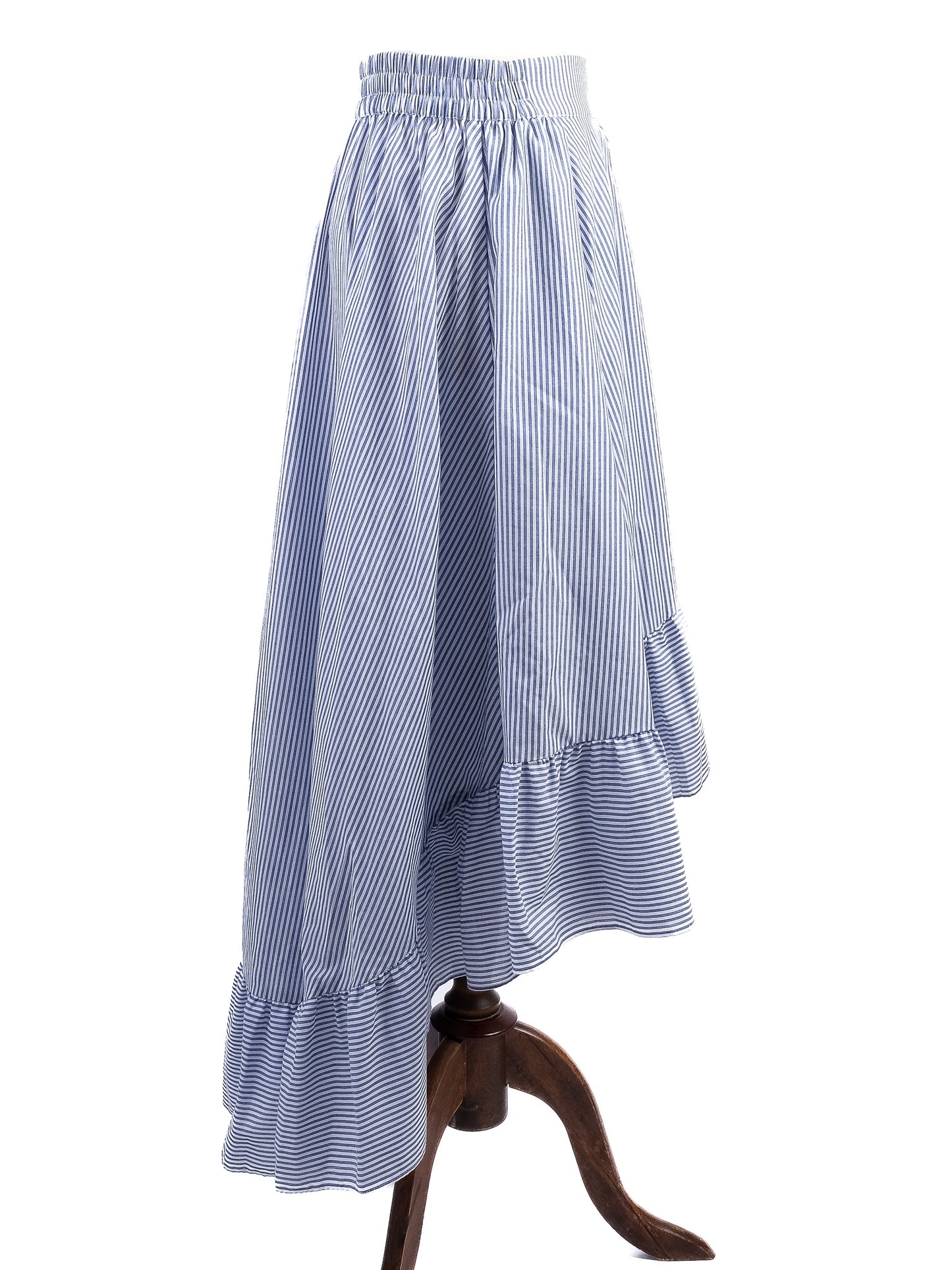 excellent maje ruffled skirt blue white stripes size s