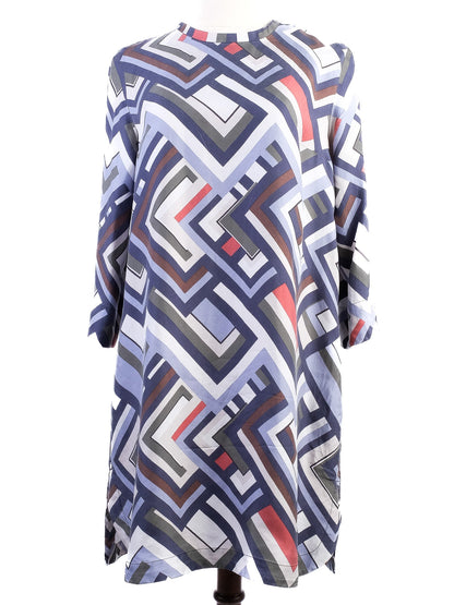 Max Mara Excellent Condition Silk Geometric Pattern Dress Size M