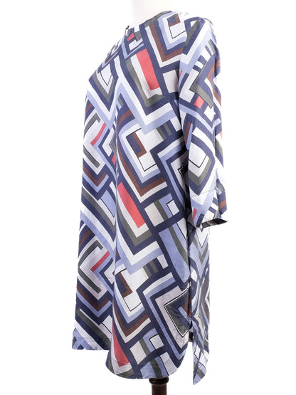 Max Mara Excellent Condition Silk Geometric Pattern Dress Size M