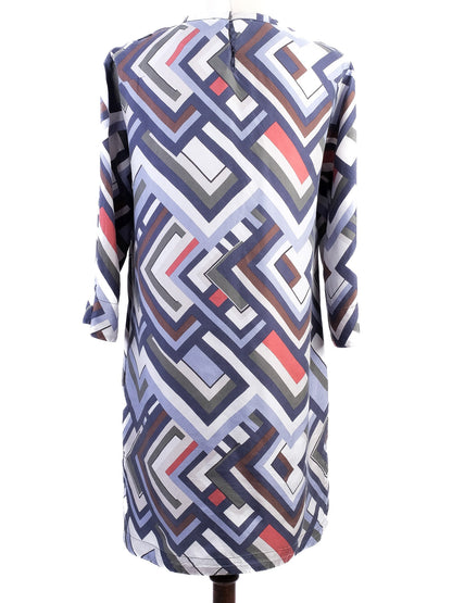 Max Mara Excellent Condition Silk Geometric Pattern Dress Size M