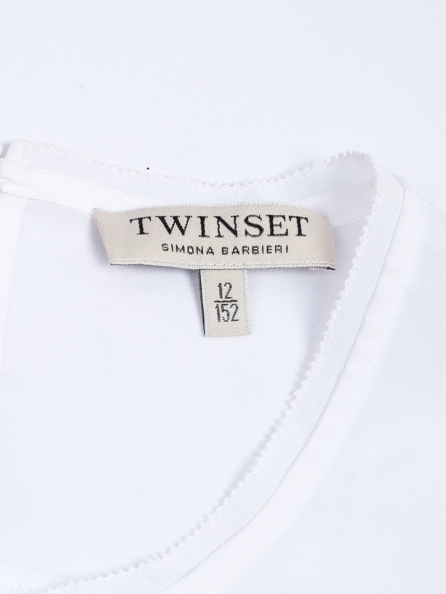 excellent twinset white cotton blouse size 12 with lace trim