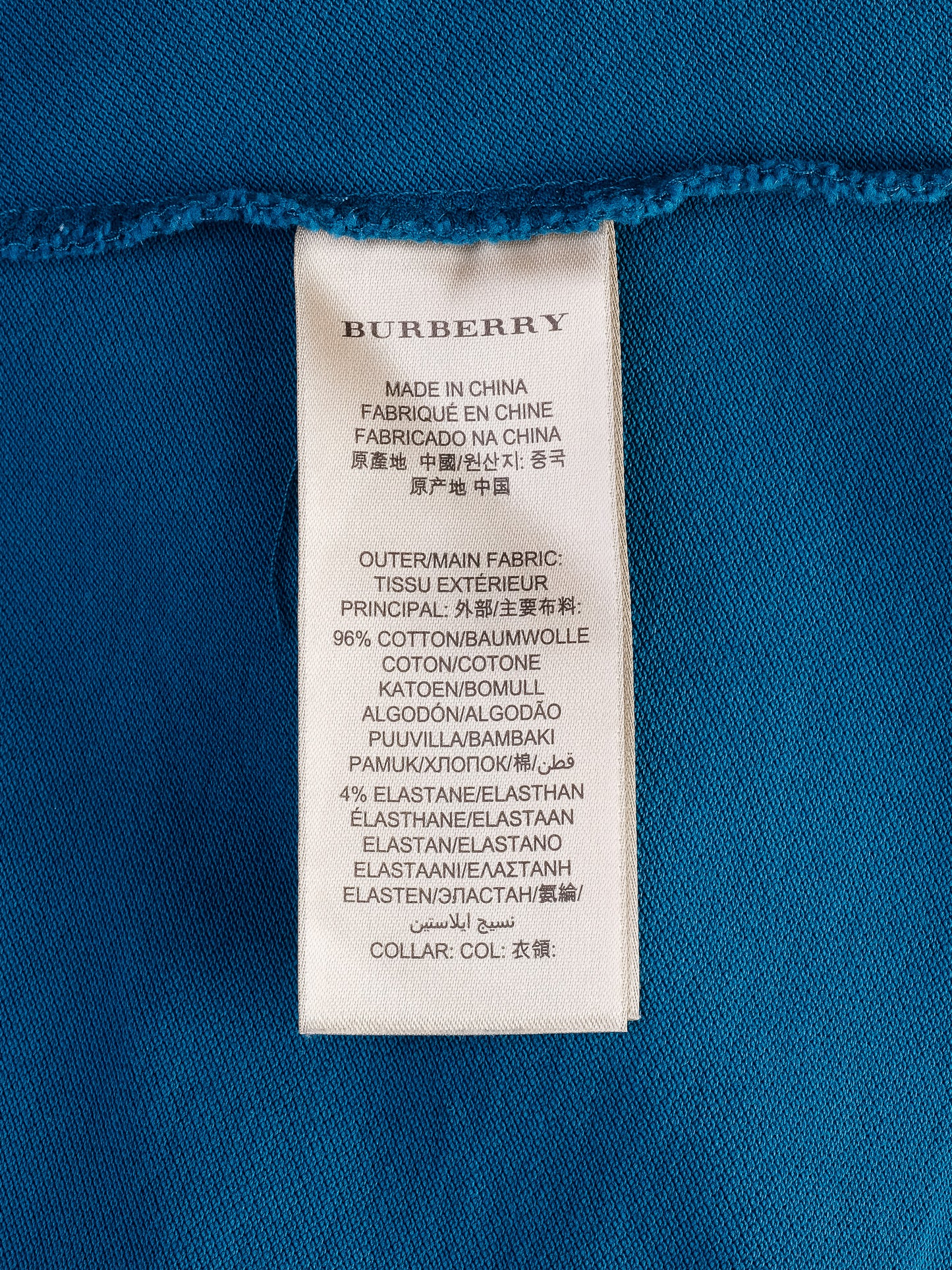 excellent burberry blue cotton polo shirt women xs with ruffle collar