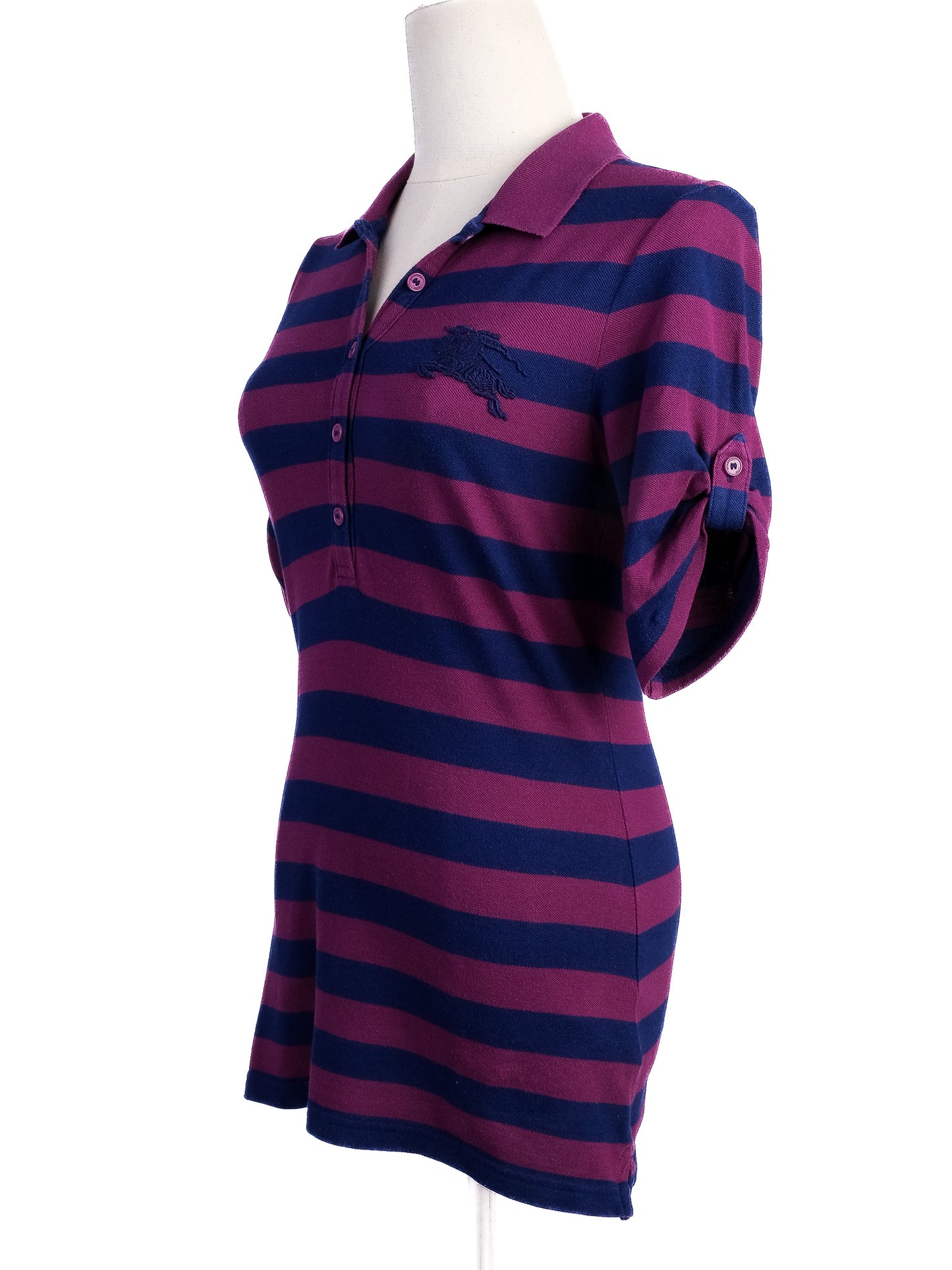 excellent burberry striped polo shirt xs purple dark blue cotton