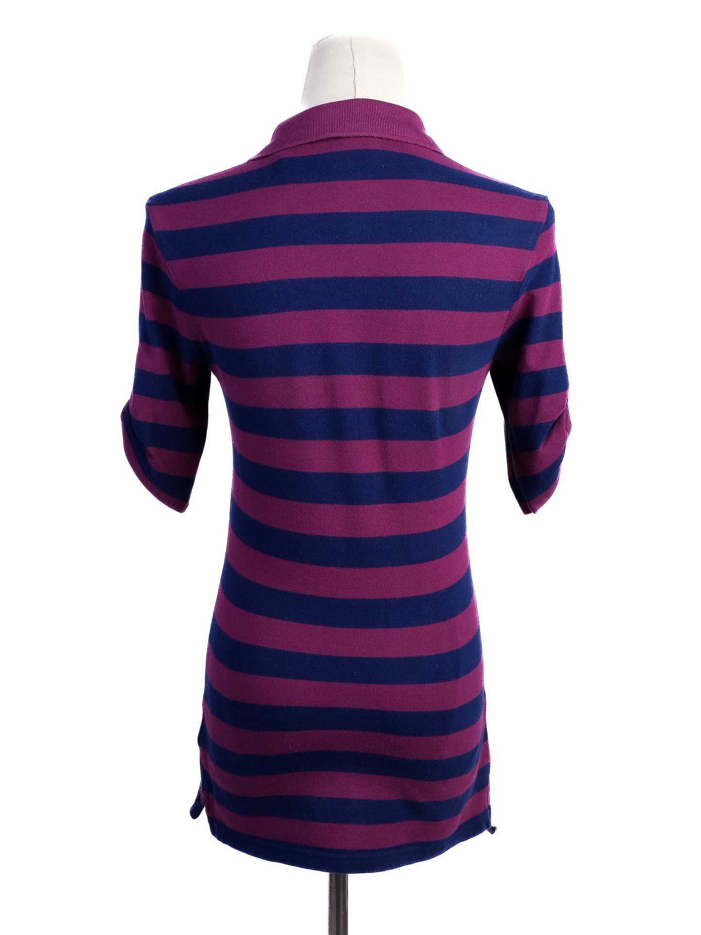 excellent burberry striped polo shirt xs purple dark blue cotton