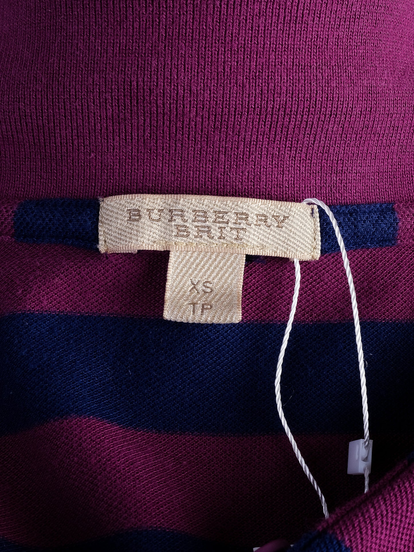 excellent burberry striped polo shirt xs purple dark blue cotton