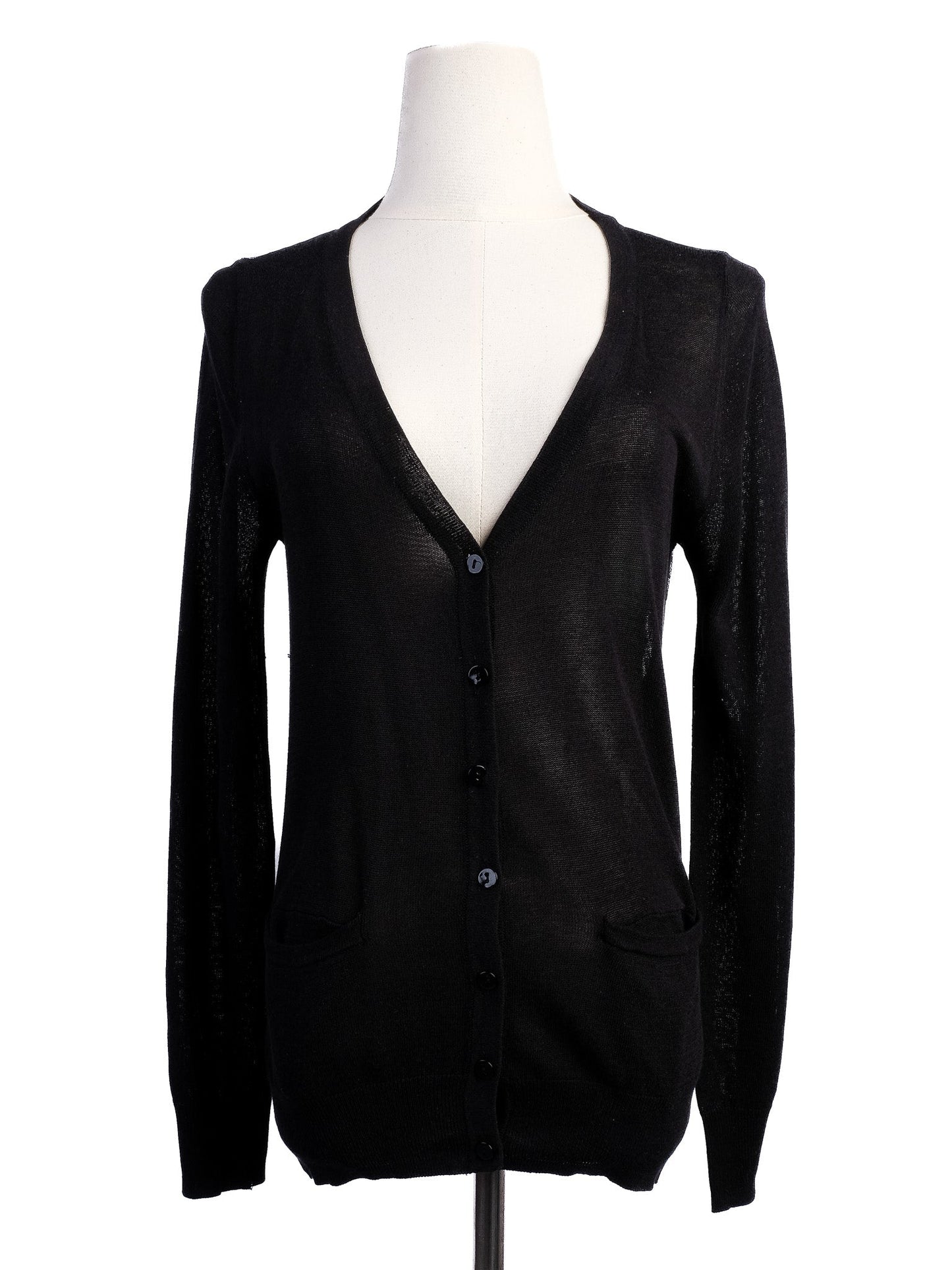 excellent valentino black silk cardigan size m with lace detailing