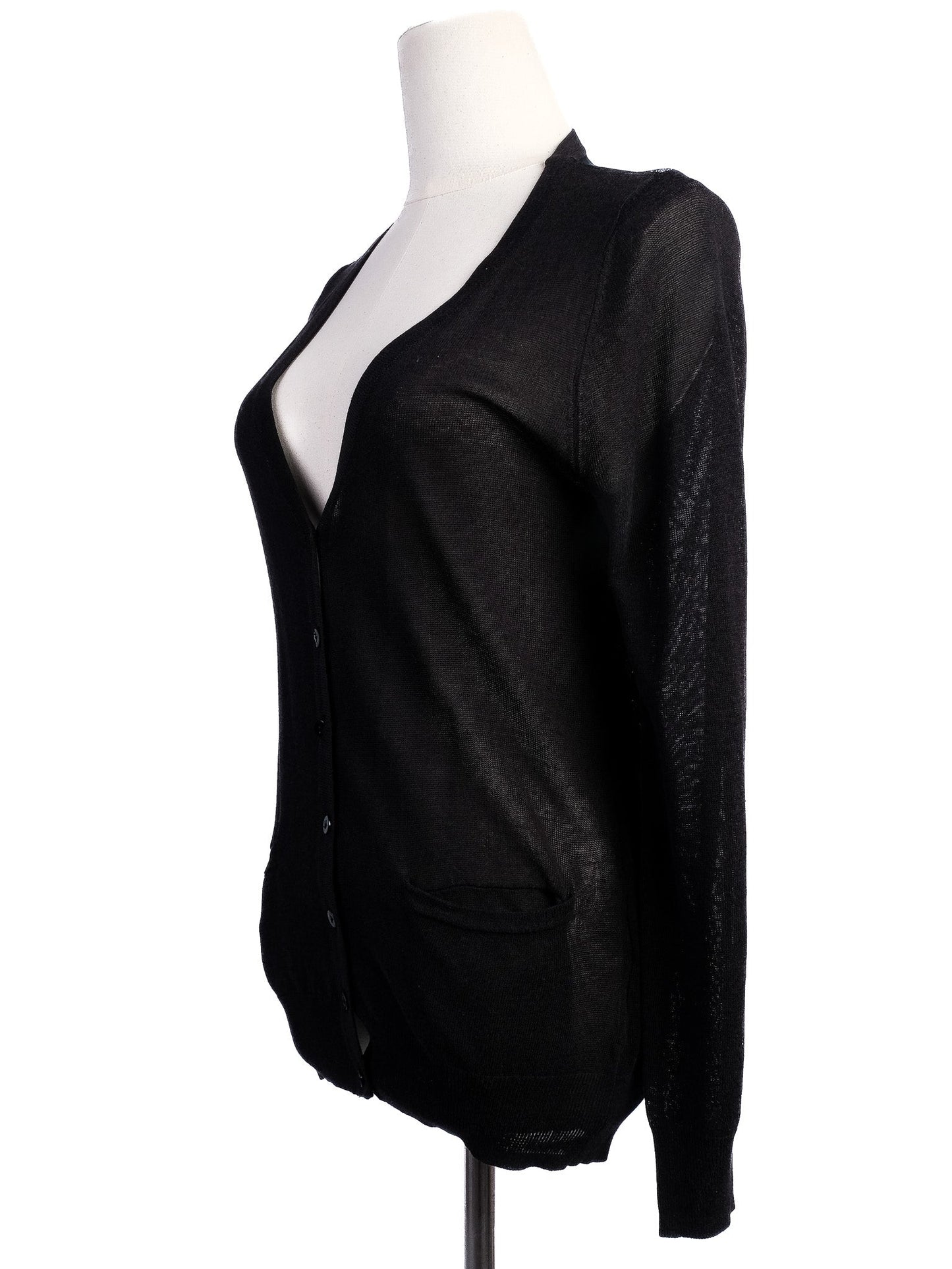excellent valentino black silk cardigan size m with lace detailing