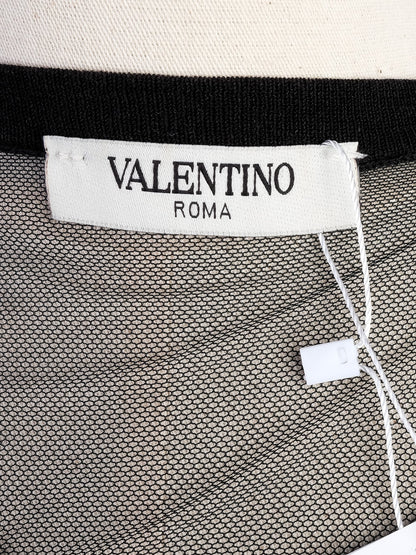 Excellent Valentino Black Silk Cardigan Size M with Lace Detailing
