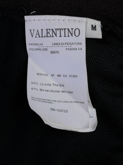 Excellent Valentino Black Silk Cardigan Size M with Lace Detailing