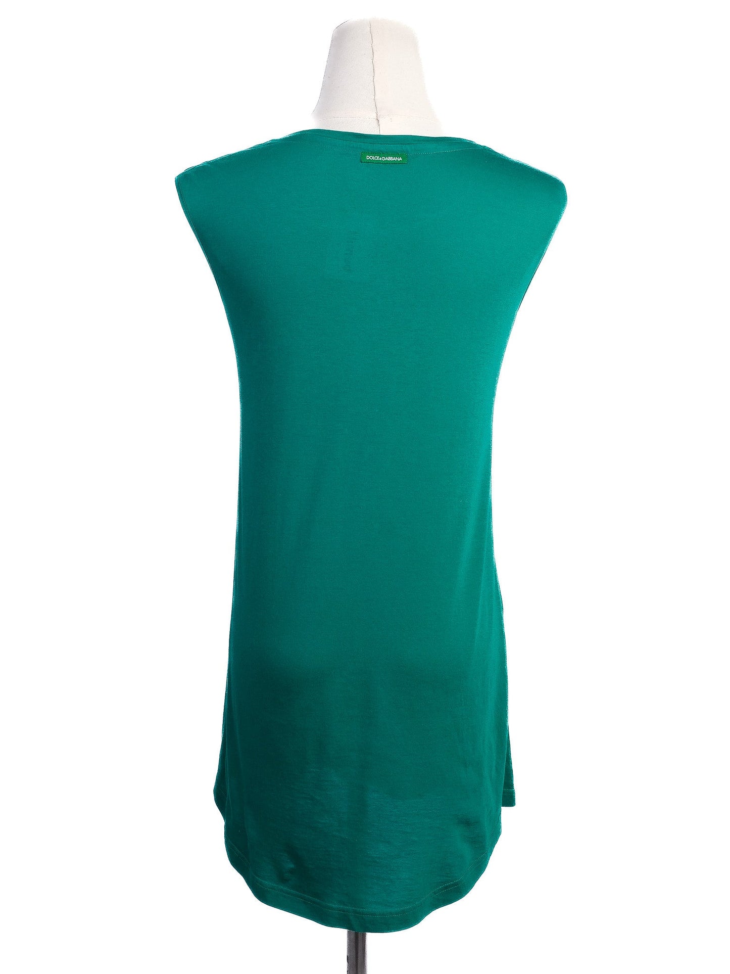 excellent dolce gabbana green cotton sleeveless dress xxs