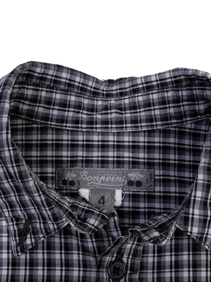 Excellent Bonpoint Checkered Long Sleeve Shirt Size 4 for Kids