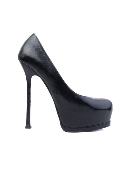 Yves Saint Laurent Black Leather High Heels Size 37 - Average Condition