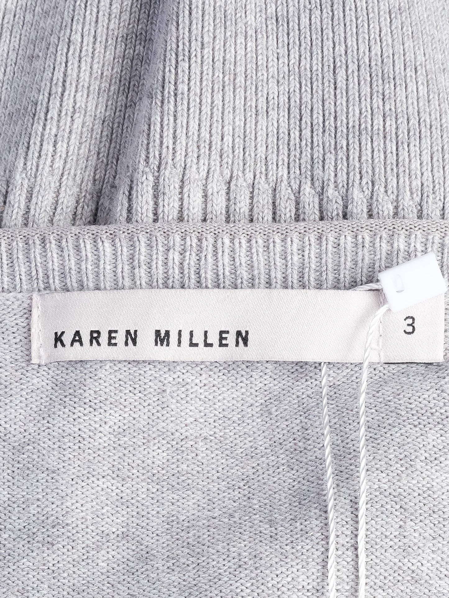karen millen gray knit sweater xs v-neck half sleeve excellent