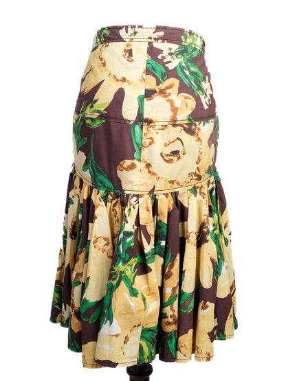 Excellent Moschino Floral Skirt Combined Cotton Size M