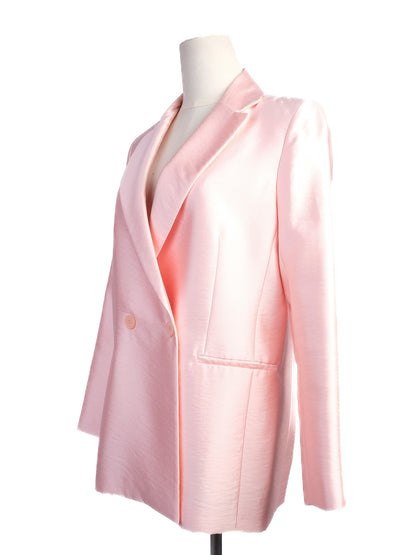 Average Maje Pink Satin Blazer Size M Double-Breasted Design