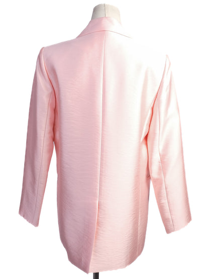 Average Maje Pink Satin Blazer Size M Double-Breasted Design