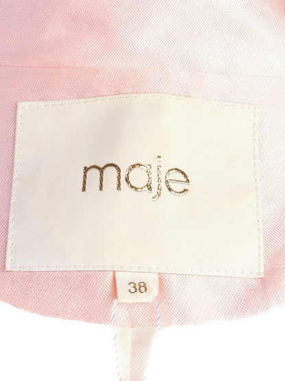 Average Maje Pink Satin Blazer Size M Double-Breasted Design
