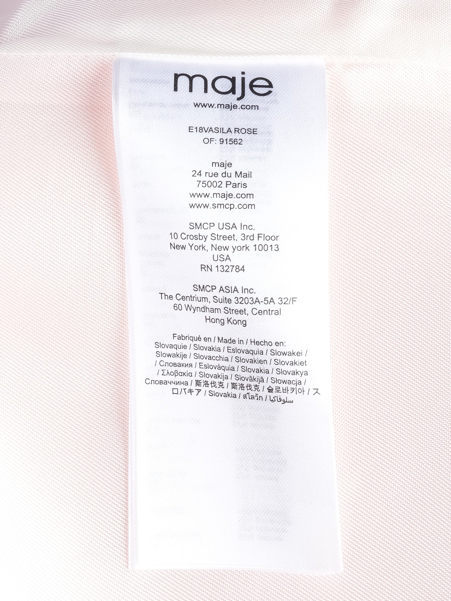 average maje pink satin blazer size m double-breasted design