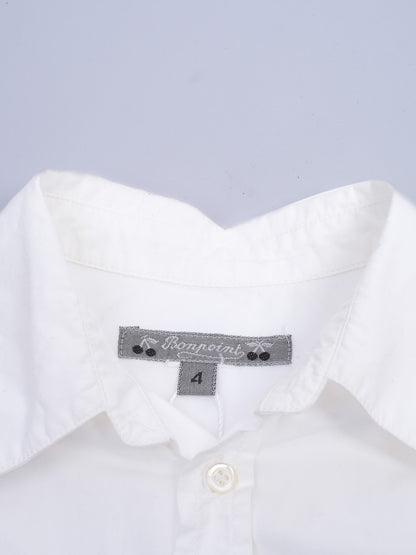 Excellent Bonpoint White Cotton Button-Up Shirt Size 4 for Kids