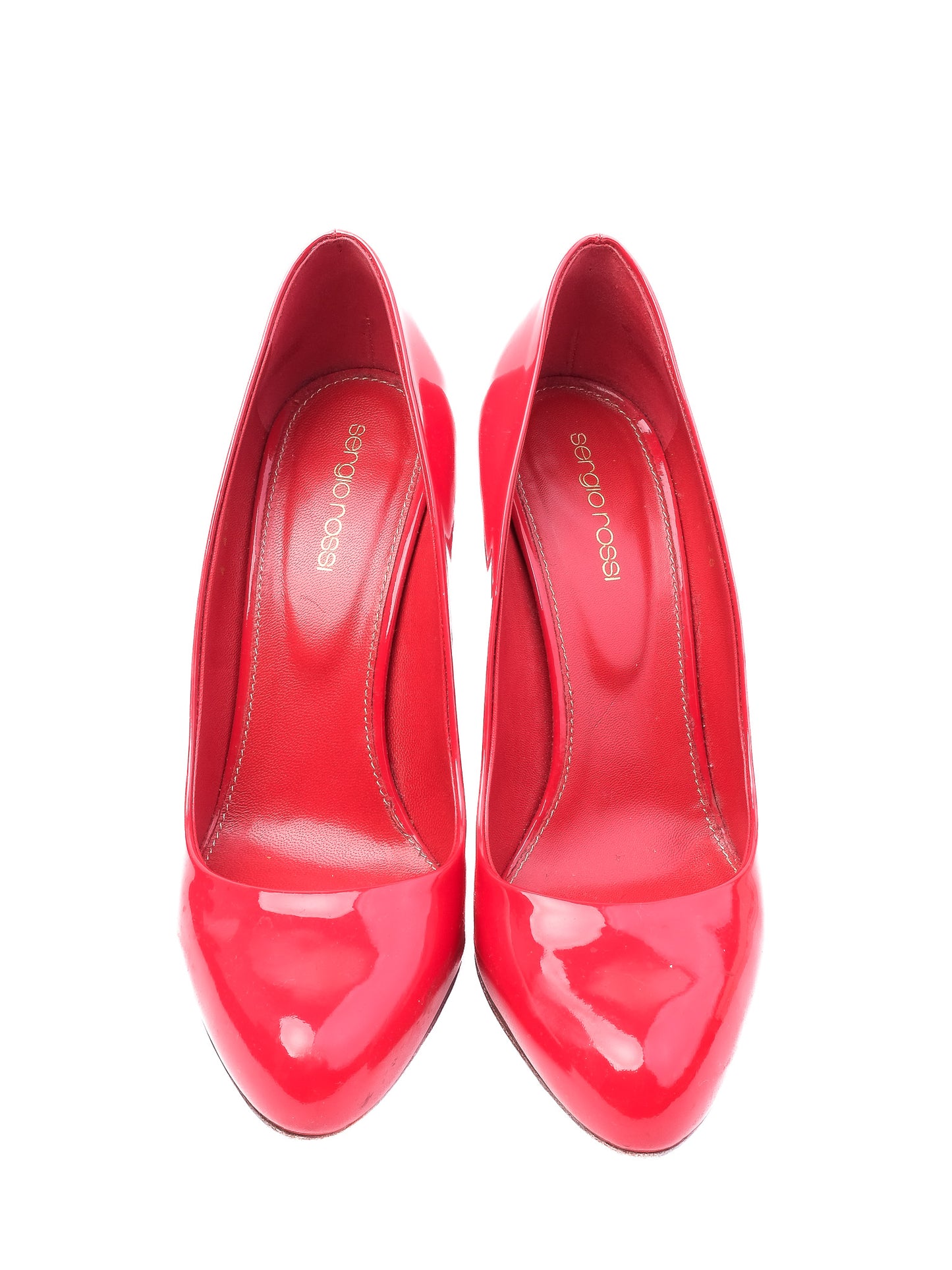 good sergio rossi red leather high-heeled shoes size 38