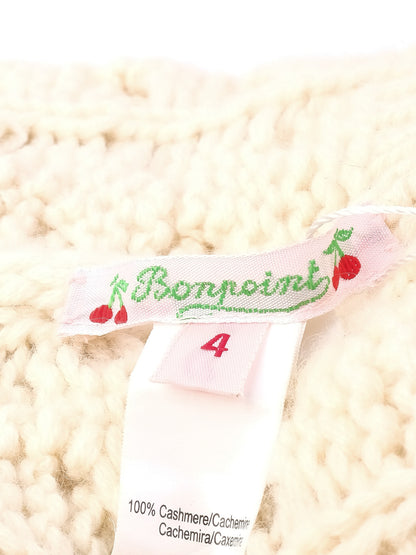 Excellent Bonpoint White Cashmere Knitted Beanie Hat Size 4