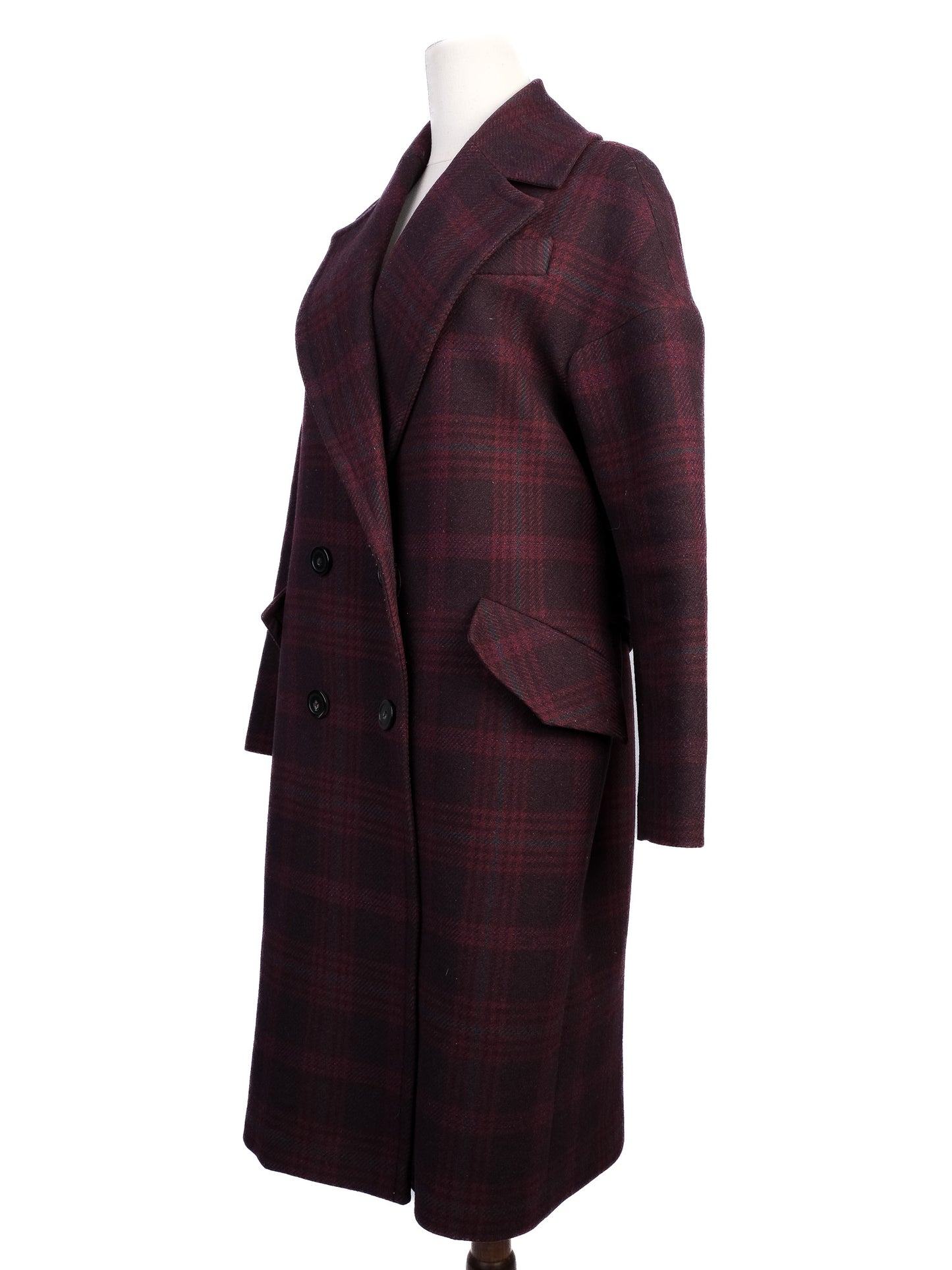 excellent tara jarmon plaid wool overcoat with belt size n/a