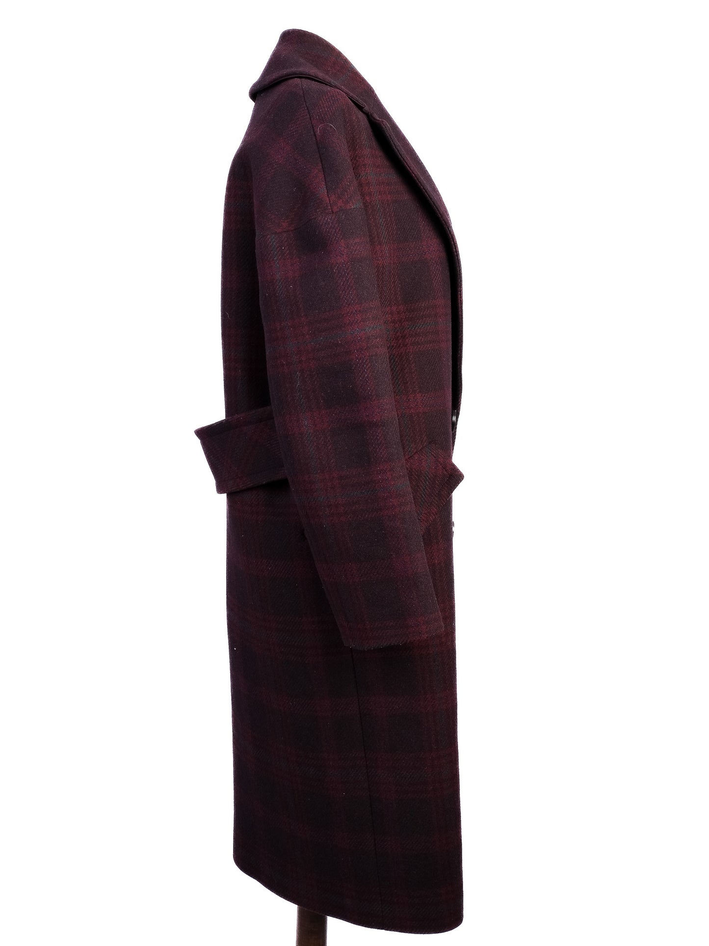 excellent tara jarmon plaid wool overcoat with belt size n/a
