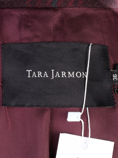 Excellent Tara Jarmon Plaid Wool Overcoat with Belt Size N/A