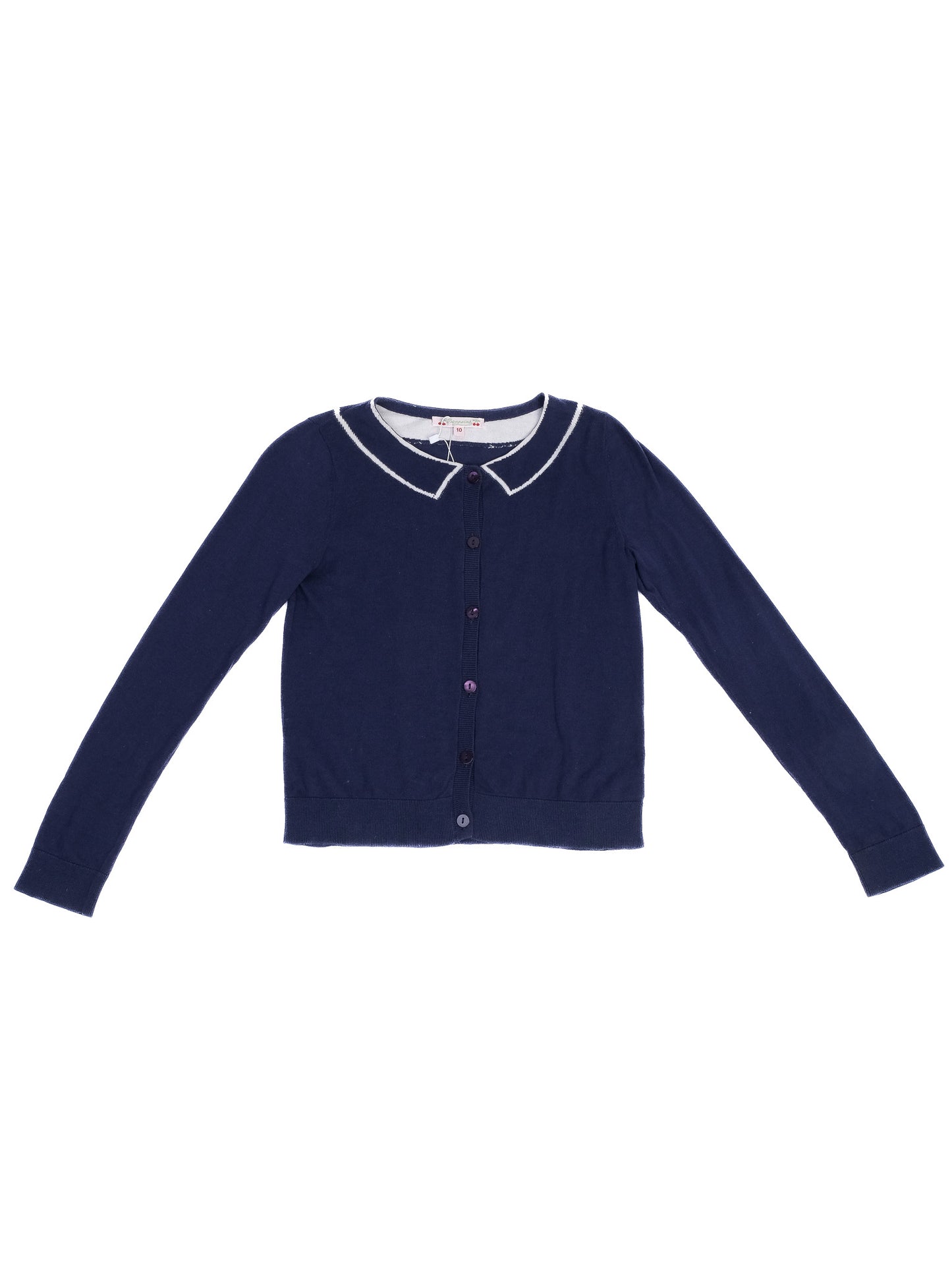 excellent bonpoint navy blue cardigan size 10 for kids cotton