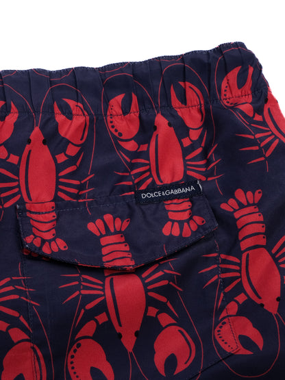 Excellent Dolce Gabbana Kids Swim Shorts Size 10 Red Lobster Print