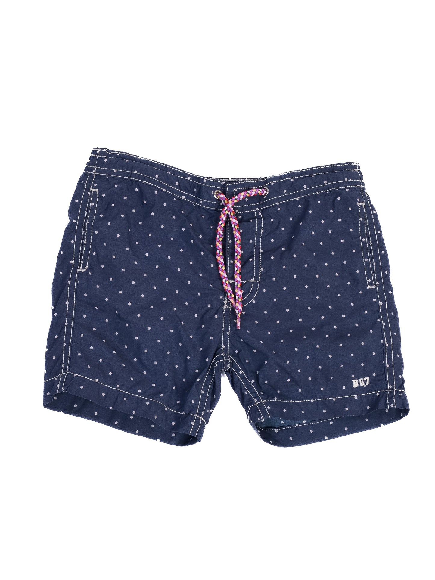 excellent bonpoint blue nylon swim shorts size 4 with polka dots