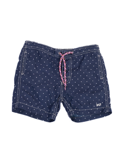 Excellent Bonpoint Blue Nylon Swim Shorts Size 4 with Polka Dots
