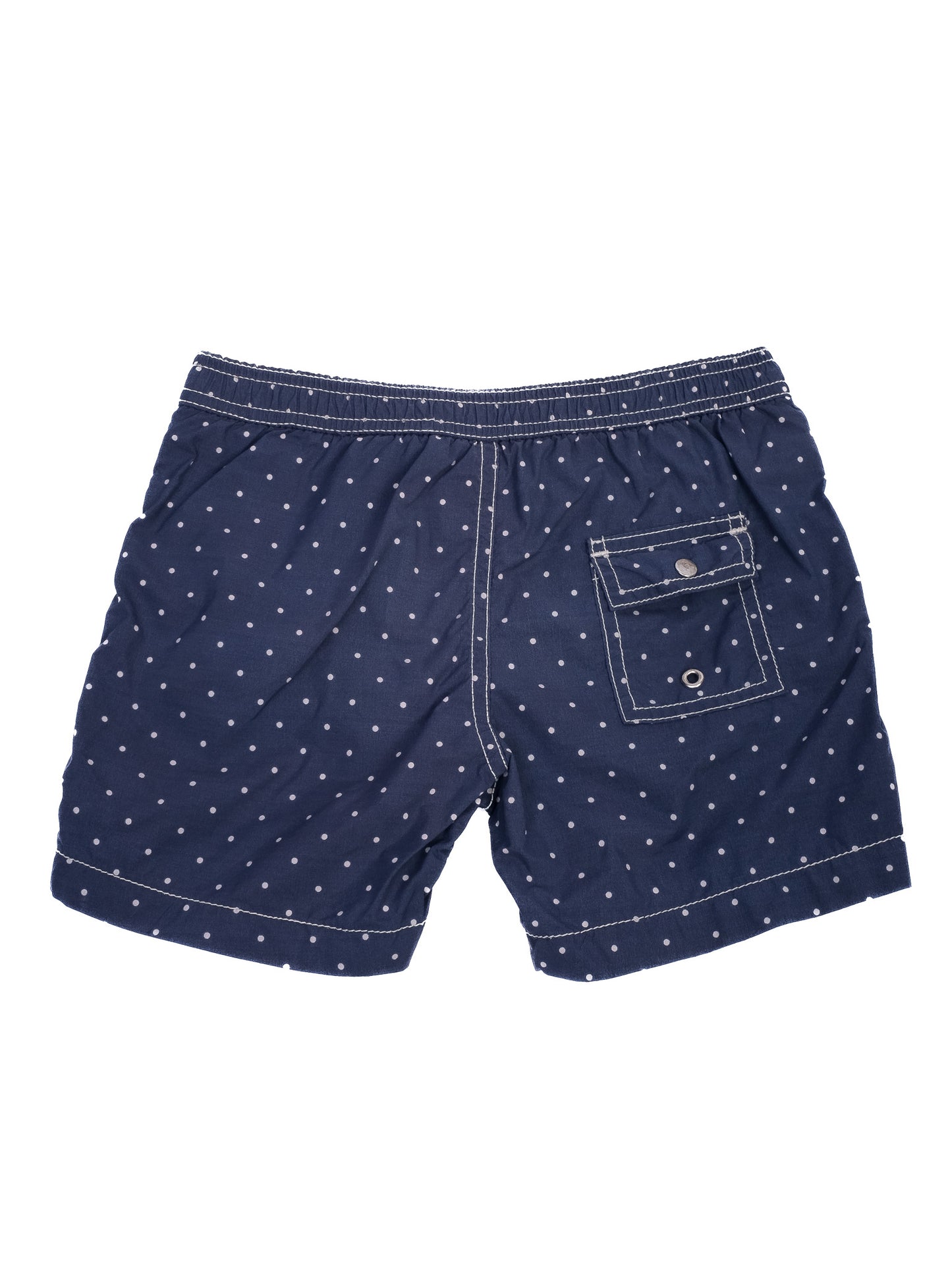 excellent bonpoint blue nylon swim shorts size 4 with polka dots