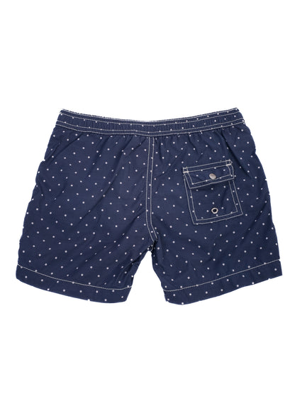 Excellent Bonpoint Blue Nylon Swim Shorts Size 4 with Polka Dots