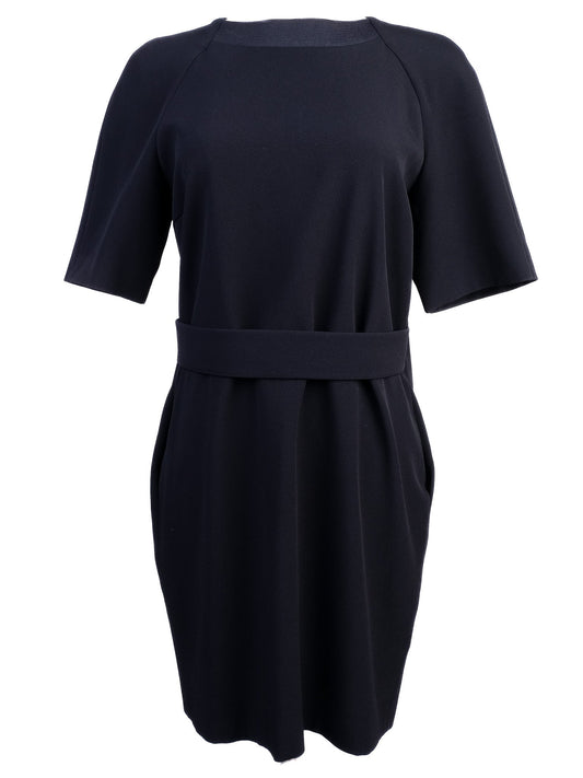 EXCELLENT Victoria Beckham Black Viscose Dress Size M with Belt