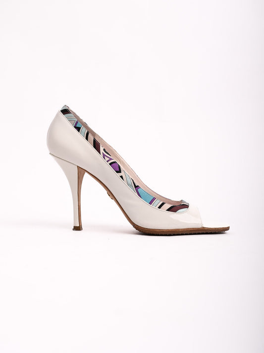 Good Emilio Pucci Peep-Toe High Heels Women Size 39.5 Leather