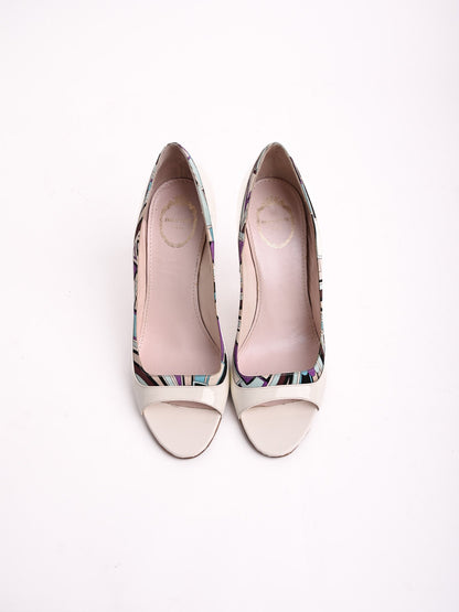 Good Emilio Pucci Peep-Toe High Heels Women Size 39.5 Leather