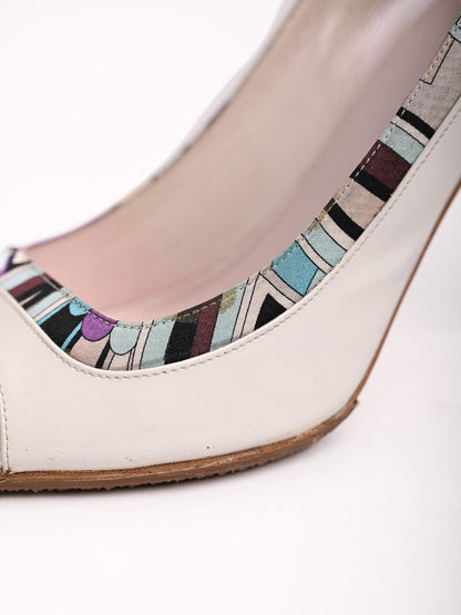 Good Emilio Pucci Peep-Toe High Heels Women Size 39.5 Leather